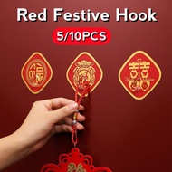 5/10Pcs Spring Festival Multi-purpose Red Fu Word Hook Decoration Hook