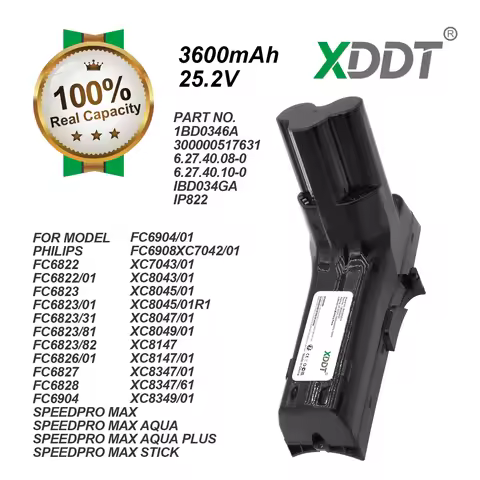 3600mAh Vacuum Battery IP822, IBD034GA, 6.27.40.08-0,300000517631, 6.27.40.10-0, 1BD0346A for Philip