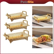 PETSOLA Iron Golden Fruit Tray with Handles Holder Counter Tray Desert Tray Storage
