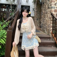 New girls' summer Set, Set of 2 Piece hotgirl beach,Jacket, super fairy tassel two-piece dress, wome