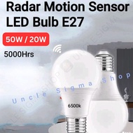 20w/50w LED motion sensor bulb / Mentol LED sensor gerakan / Daylight 6500k E27. lampusensor murah