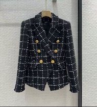 正品⭐️BALMAIN 黑白格仔TWEED收腰西裝外套