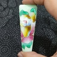 C6371-Japanese Ao Dai - THAT BAO FLOWER Enamel - FORM 5.7CM LONG - LIGHT PASTEL COLOR
