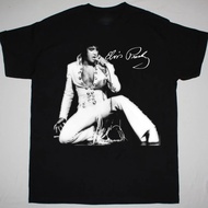 Elvis Presley Signature T-Shirt Short Sleeve Cotton Black Free Shipping