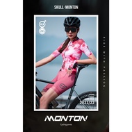 BIB Skull Monton RED WOMEN'S cycling shorts moontoon jersey maroon