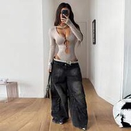 Women's Spring/Summer Streetwear Rave Outfit Music Festival Y2K Gyaru Cut Out Stretchy Grommet Eyele