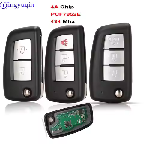 jingyuqin 2/3 Buttons 433MHz 4A PCF7952E Remote Key For Nissan Qashqai J11 Pulsar C13 Juke F15 X-Tra