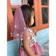 SR143 Veil toddler party veil Fairy flower dusty pink children's veil with clip