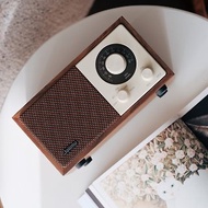 實木無線藍芽音箱高音質桌面音響復古收音機黑胡桃木禮物實用