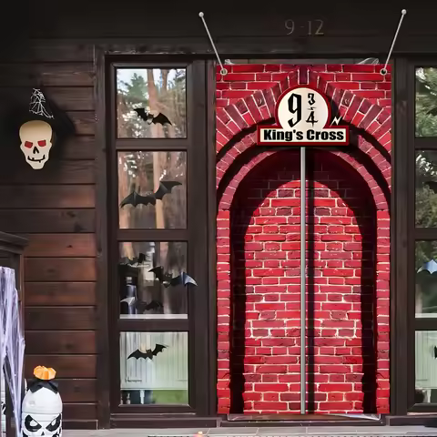 Wizard Party Decoration Platform 9and3/4 King's Cross Station Door Cover Brick Wall Party Backdrop,W