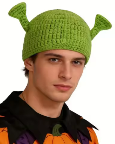 Unisex Balaclava Monster Shrek Hat Wool Winter Warm Knitted Hats Green Funny Beanie Skullies Cap for