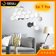 Hexagonal Mirror Wall Hanging Hexagonal Mirror Wall Sticker Durable Fashionable Fill 7 pcs