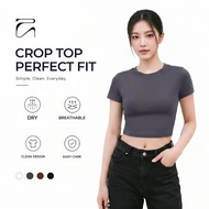 Aerostreet Perfect Fit Women's Basic Top Fitted Tshirt Hanni Dark Grey Crop Top Shirt Sleeve Cotton 