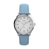 Timex Easy Reader® 32mm Leather Strap Watch - Silver-Tone, Blue (TW2V25300)