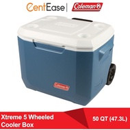 Coleman 50 QT (47.3L) Xtreme 5 Wheeled Cooler Box- Hold 84 Cans