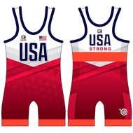 ZZOOI USA Champion Team One-piece Mens Wrestling Singlets Race Suit Gym body gimnastyczne Clothing W