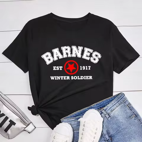 Barnes 1917 T Shirts Women Summer Vintage Winter Soldier Bucky Barnes Short Sleeve T-Shirt Women Sho