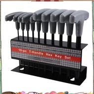 10PCS Imperial Hex Key T-Handle Set 3/32"-3/8" T-Handle Allen Wrench Set with Storage Rack for Autom