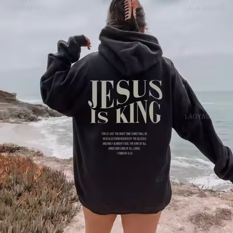 Jesus Is King Sweatshirt Jesus Women Long Seleeve Hoodie Christian Hoody Clothes Christian Streetwea