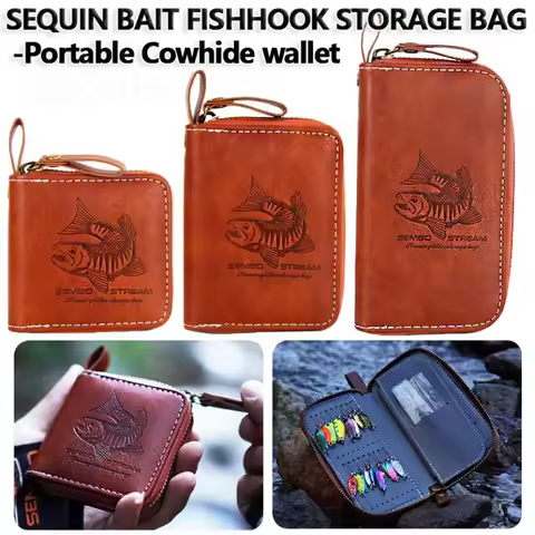 Fly Fishing Sequin Bait Lures Fishhook Storage Bag Fly Dryer Flies Felt Cowhide Wallet Fishermen Hoo