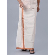 Men Vesthi White With Copper Border Vesthi Dhoti Cotton
