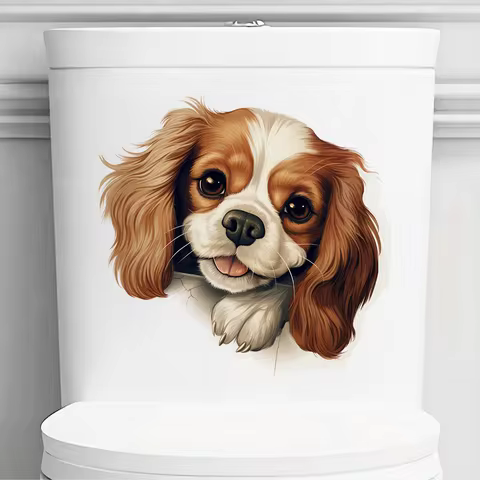DK113# Cavalier King Charles Spaniel Puppy Toilet Stickers, Bright Wall for Home, Cabinet, Door,Deco