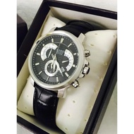 Casio Beside Men's Leather Black Strap Watch