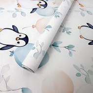 1 Roll 44.5cm/17.5in Cute Penguin Balloon Peel And Stick Wallpaper, Waterproof Self Adhesive Removab