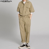 INCERUN ชุดรอมเปอร์ขายาวสำหรับผู้ชายสินค้าทั้งหมดชุดลำลอง (สไตล์เกาหลี)