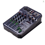 T4 Portable 4-Channel Sound Card Mixing Console Audio Mixer Built-in 16 DSP 48V Phantom power Supports BT Connection MP3 Player Recording Function 5V power Supply for DJ Network Li