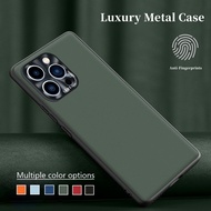 Casing For iPhone 13 12 Pro Max 5G 2023 Phone Case Luxury Metal Camera Protection Leather Cover For 