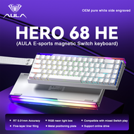 AULA HERO 68HE สายประสิทธิภาพสูง Esports แกนแม่เหล็กคีย์บอร์ดเล่นเกมที่มี Lampu Kotak RGB นีออนมาตรฐ
