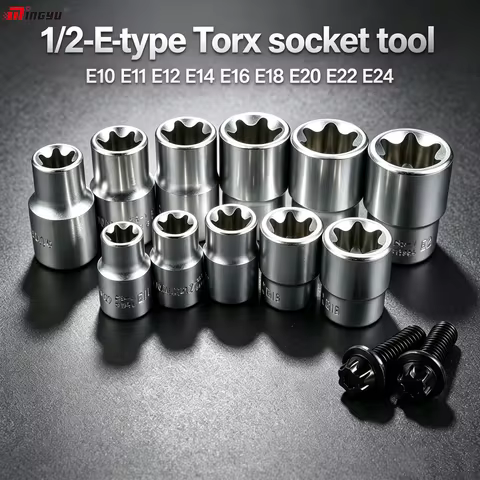 E Type Sockets 1/2 Drive Female Torx Socket E10 E11 E12 E14 E16 E18 E20 E22 E24 For Ratchet Wrench H