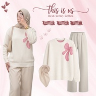 One Set 3in1 | Outfits TrendyWanitas | Sweater + Pants + Hijab | Trendy Coffee Outfit - BU338N