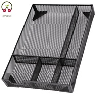 Desk Drawer Organizer Tray 5 Compartments Desk Drawer Organizer 12.4×8.5×1.8 Inch Metal Mesh Drawer 