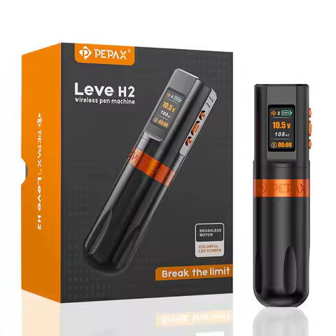 PEPAX Leve H2 Wirerless Tattoo Pen 3.5/4.2/5.0MM Stroke Pen with 2000mAh 2 Batteries Wireless Tattoo