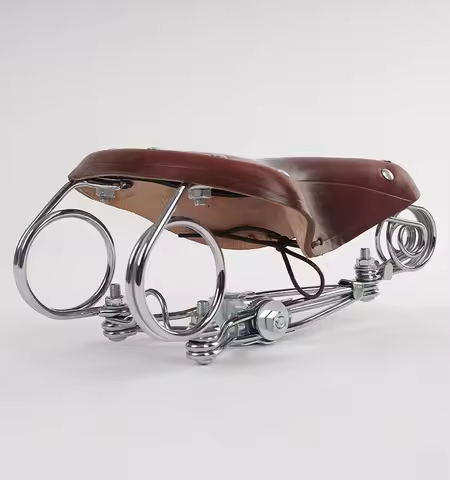 New Cowhide Retro Mountain Bike Saddle Elephant Nose Rear Ring Spring Shock Absorbing Round Spring O