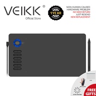 (VEIKK Official store) VEIKK A15 Graphics Drawing Tablet Large work area of 10 x 6 inch 8192 Pressure Sensitivity Digital Drawing Pad with Battery-Free Passive Stylus and 12 Shortcut Keys，20 Nibs and 1 Artist Glove( Red Blue Gray Color to Choose)