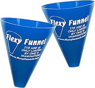 Flexy Funnel Original Silicone Funnel Tool for Transferring of Liquid, Fluid, Dry Ingredients &amp; Powder Great for Kitchen, Automotive, Lab Use, Arts &amp; Crafts, 2 Pack (Blue)