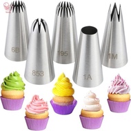 Stainless Steel Cake Decorating Nozzles Set of 5 - 2D 1M 2A 2F 6B for Cream Dessert