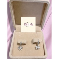 950 sterling silver dangle earrings like white gold, lovely bow style