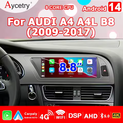 8.8" Car Radio with CarPlay Android 14 For Audi A4 S4 RS4 8E 8F B9 B7 Seat Exeo 2009-2016 Android AU