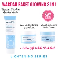 Wardah Paket Lightening Ukuran Besar 1 Set dapat 3pcs (1pc Lightening Day Cream 30gr + 1pc Lightenin