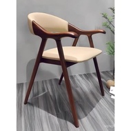 Negotiate Modern Conference Dining Chair Solid Wood Log Medieval Simple White Wax Wood Leisure Back 