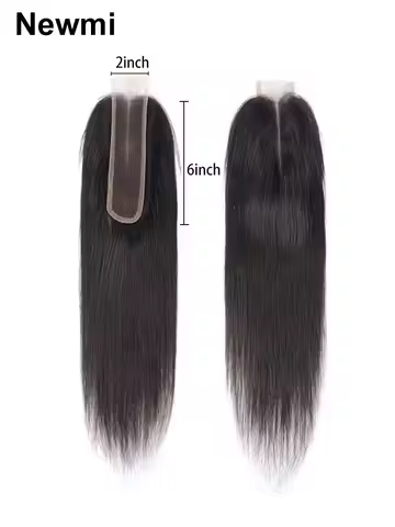 2x6 Closure Human Hair Newmi Transparent 2x6 Lace Closure Pre Plucked Straight Hair Natural Color Ki