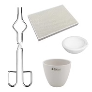 PHYHOO 4PCS Melting Crucible Set with Crucible Clamp and Welding Plate High Temperature Resistant