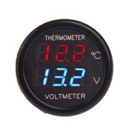 WINOMO Motorbike Voltmeter Car Cigarette Lighter Plug Voltmeter with Temperature Gauge for Car Truck