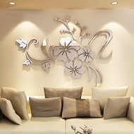 Romantic Flower Acrylic Wall Sticker for Living Room Decorative Mirror Stickers Wall Decals Home Dec