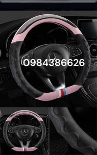 Bọc vô lăng vân carbon phối da nhiều màu - Luxury Car size 38cm - D cut D06 cao cấp phù hợp với xe 4