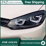 ไฟหน้าสำหรับ VW Golf 6 2009-2012 GOLF6 DRL Day Running Light ไฟหน้า LED Bi หลอดไฟซีนอนไฟตัดหมอกอุปกรณ์เสริมแต่งรถ